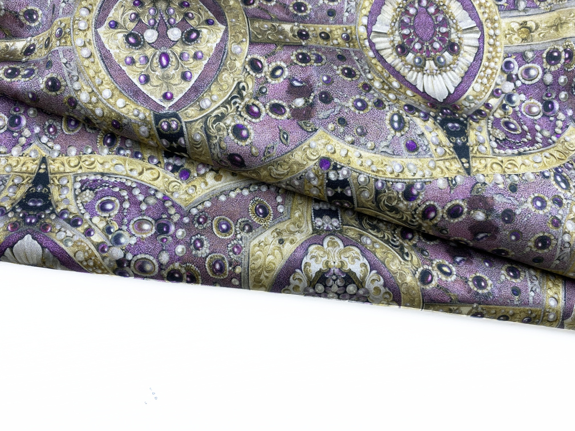 Ткань Шёлк пыльно-брусничного цвета с принтом камни  46782 4
