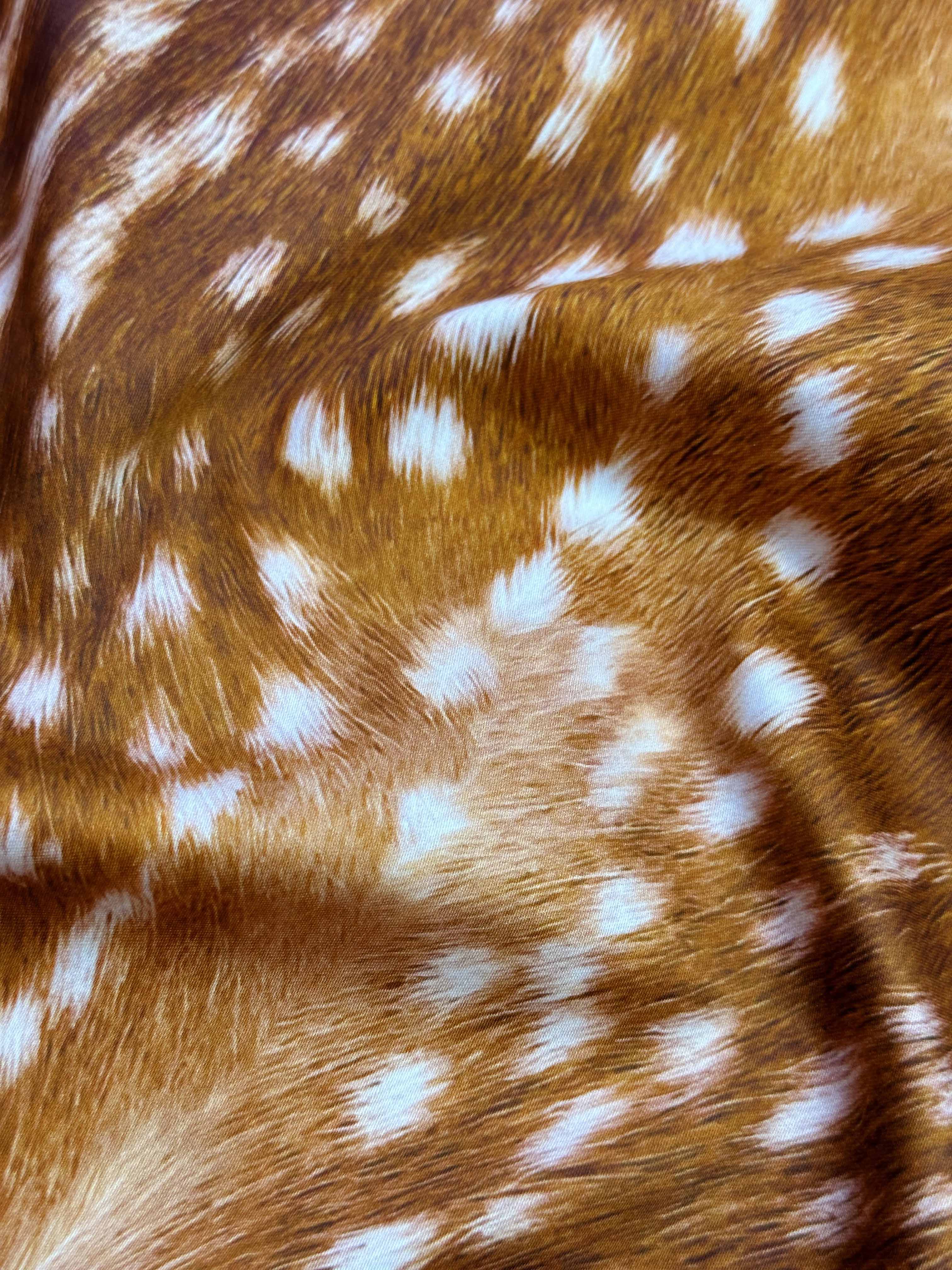 Ткань Хлопок  рыжего цвета с анималистическим принтом олененок Бэмби 14482 3